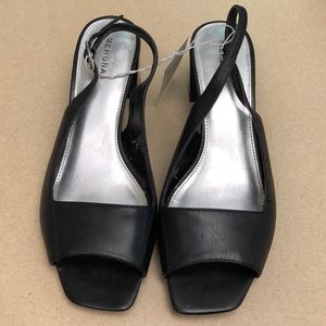 Merona black leather comfy 2 1/4” heels